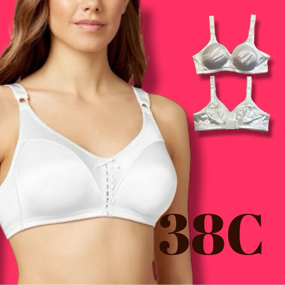 Bali Bra NWT Wireless Back-Close Size 38C Classic Comfort White Style 3820